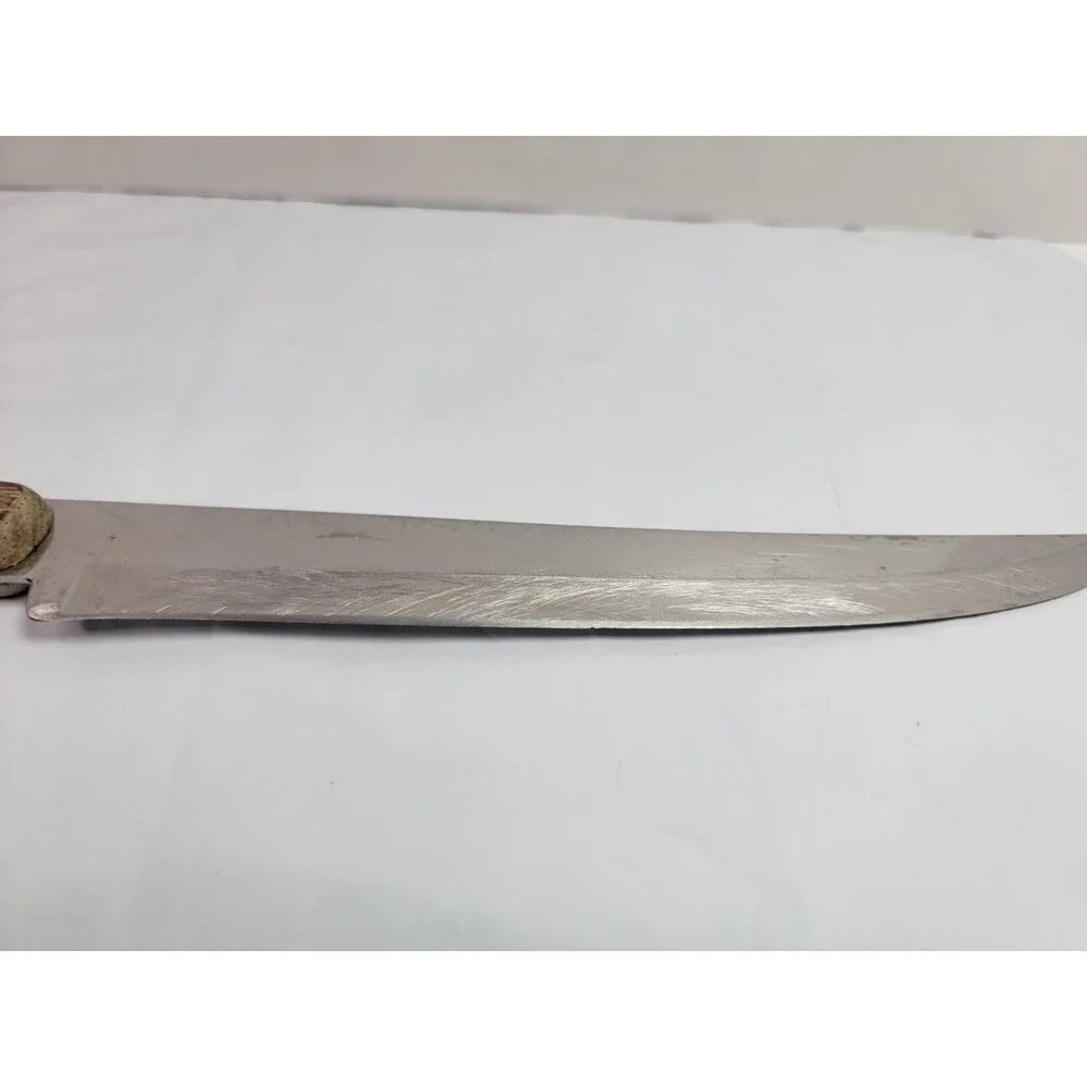 Vintage Flint Stainless Vanadium USA 7.25” Carving Slicing Knife Wood Handle